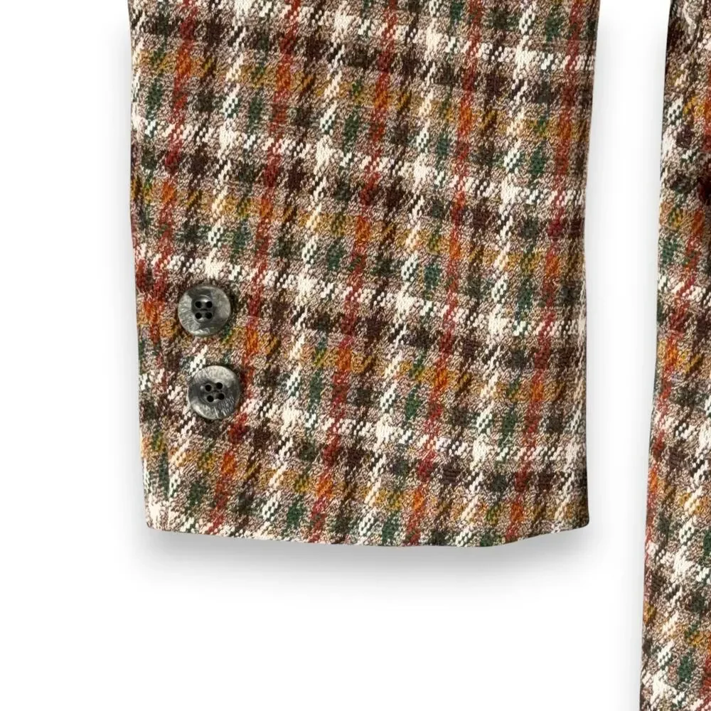 Vintage Houndstooth Jacket Mens 38 Brown Blazer Gun Club Check Rugby USA 70s